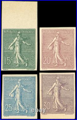 4 Semeuse lignées Non Dentelés N°130g, 131b, 132c, 133c NSG/TB Très Frais