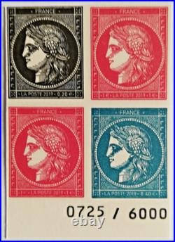 4 Timbres Issus Du Bloc La Cérès Du Salon D'automne 2019 Timbre Noir 12000 Ex
