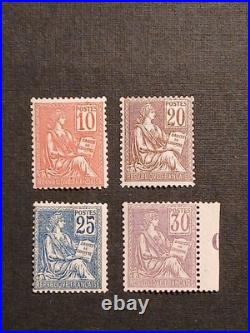 4 timbres France 1900 Mouchon serie yt 112/115 neufs XX cote 1000 euros