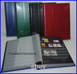 5 Albums timbres Classeurs LEUCHTTURM 64 Pages noires 5000 Timbres(réf BASIC)