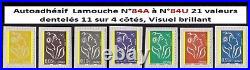 AUTOADHESIF N°84A à N°84U 21 VALEURS LAMOUCHE DENTELE 11 COTE 850 LUXE