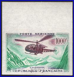 Aérienne Essai ND N°PA37 Alouette en vert, brun-vio & bleu /TB R Cote 300