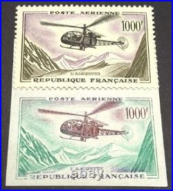 Aérienne Essai ND N°PA37 Alouette en vert, brun-vio & bleu /TB R Cote 300