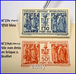 BELLE Épreuve gommé en brique N°274A 50c Expo Coloniale de 1931 non émis /TB