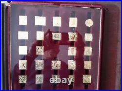 Collection 73 premiers timbres du monde lingot vermeil argent massif plaqué or