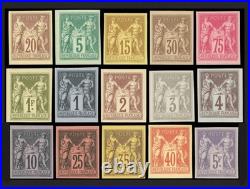 Émission des Régents avec Teinte de fond, 15 des 19 valeurs TTB Signés Brun