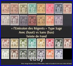 Émission des Régents avec Teinte de fond, 15 des 19 valeurs TTB Signés Brun