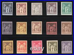 Émission des Régents avec Teinte de fond, 15 des 19 valeurs TTB Signés Brun