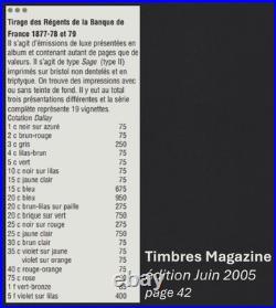 Émission des Régents avec Teinte de fond, 15 des 19 valeurs TTB Signés Brun