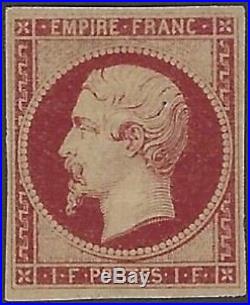 Empire non dentelé 1 franc carmin timbre de France N°18a neuf TB. RR