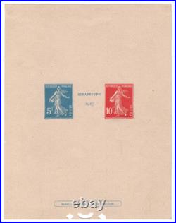 Épreuve de Luxe N°BF2 Bloc Strasbourg 1927 /TB lég. Retaillé Cert Brun R+