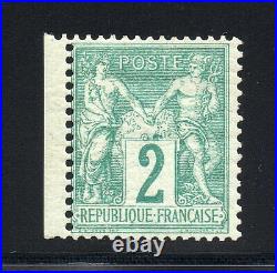 FRANCE 1876 TYPE SAGE, YVERT N°62 NEUF, 2c Vert, SIGNÉ + CERTIF BRUN, YV 1800
