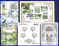 FRANCE ANNÉE 2012 COMPLETE + BLOCS, TIMBRE ARGENT, 10 x CARNETS et SERVICE