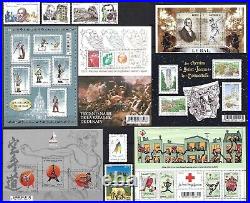 FRANCE ANNÉE 2012 COMPLETE + BLOCS, TIMBRE ARGENT, 10 x CARNETS et SERVICE