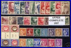 FRANCE ANNEE COMPLETE 1937 YVERT 334/371, 38 TIMBRES NEUFS xx TB VALEUR998
