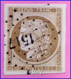 FRANCE CERES 10 CENTIMES BISTRE N° YVERT 1 Oblitéré lot 390