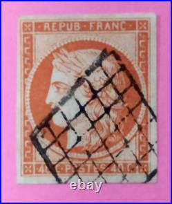 FRANCE CERES 40 CENTIMES ORANGE N° YVERT 5 Oblitéré Signé BRUN lot 372