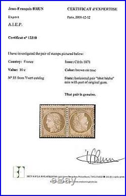 FRANCE N°58cCERES 10c BR S. ROSE PAIRE TETE BECHE NEUF