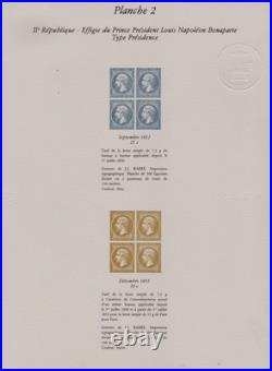 FRANCE N°9/10 NAPOLEON III 0,10c/0,25c BLOC DE 4 TIMBRES-ESSAI OU EPREUVE