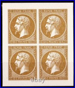 FRANCE N°9/10 NAPOLEON III 0,10c/0,25c BLOC DE 4 TIMBRES-ESSAI OU EPREUVE