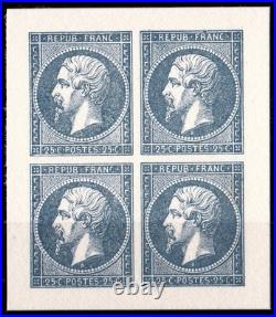 FRANCE N°9/10 NAPOLEON III 0,10c/0,25c BLOC DE 4 TIMBRES-ESSAI OU EPREUVE