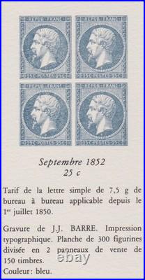 FRANCE N°9/10 NAPOLEON III 0,10c/0,25c BLOC DE 4 TIMBRES-ESSAI OU EPREUVE