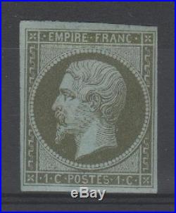 FRANCE STAMP TIMBRE N° 11 NAPOLEON III 1c OLIVE 1860 NEUF xx TB SIGNE P584