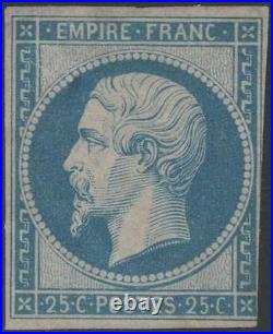 FRANCE STAMP TIMBRE N° 15 NAPOLEON III 25c BLEU 1853 NEUF x A VOIR K021