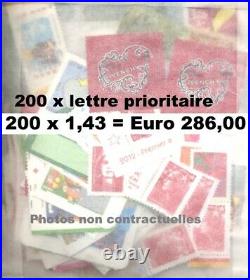 France 200 Timbres Validites Permanentes Lettres Prioritaires Faciale 286,00
