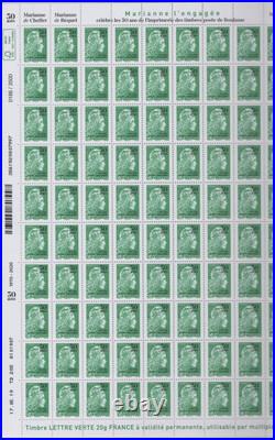 France 5439 Feuille Marianne l'engagée d'Yseult YZ surchargée 50 ans gravés