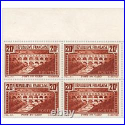 France Bloc 4 Timbres N° 262a, Pont Du Gard, Neufs Signé Expert Chez Brun