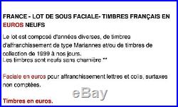 France Lot De Sous Faciale 200 Euros De Timbres Francais En Euros Neufs