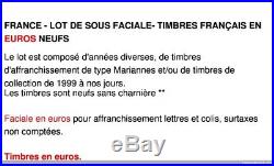 France Lot De Sous Faciale 400 Euros De Timbres Français En Euros Neufs