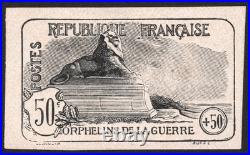 France N°153 Orphelins 50c+50c Non Émis, Essai en noir /TB Signé Scheller