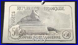 France N°153 Orphelins 50c+50c Non Émis, Essai en noir /TB Signé Scheller