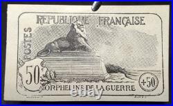 France N°153 Orphelins 50c+50c Non Émis, Essai en noir /TB Signé Scheller