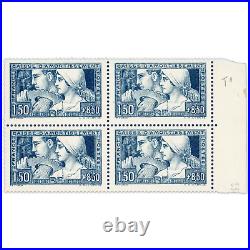 France N° 252 Caisse D'amortissement Bloc 4 Timbres Neufs Et Certificat Behr