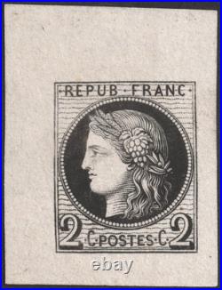 France N°51 Épreuve en noir du 2c. Superbe et Rare Certificat Brun