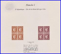 France N°6/7 Type Ceres 1f Vermillon Bloc De 4 Timbres-emis Par Le Musee De La P