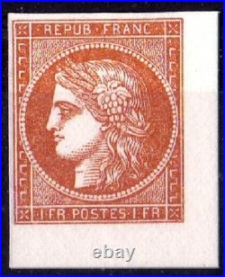 France N°6/7 Type Ceres 1f Vermillon Bloc De 4 Timbres-emis Par Le Musee De La P