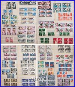 France blocks of 4+pairs 1944-1976 and singles 1928-1976, MNH, album 46 pages