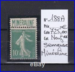 France, superbe Semeuse Minéraline n° 188A, neuf luxe cote 725,00
