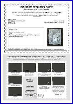 LOT ÉTOILE-32 FRANCE timbre n°84 bleu de Prusse neuf signé et certificat Calves