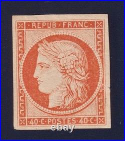 Lot 1504 n°5 Cérès 40c orange neuf RARE B/TB Signé Calves, Roumet Lot 1504 n°5 Cérès 40c orange neuf RARE B/TB Signé Calves, Roumet