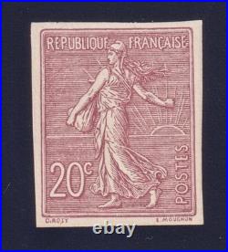 Lot 1672 n°131b Semeuse 20c brun-lilasNON DENTELÉ neuf TB Signé