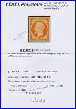Lot 1740 -n°16d Napoléon 40c TIRAGE ARTS ET MÉTIERS neuf RARE TB Certificat