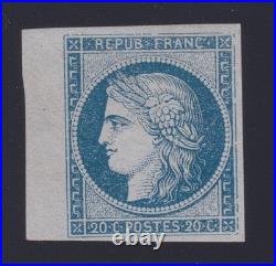 Lot 1756 n°8b Cérès 20c bleu s/ azuré NON ÉMIS neuf TB BDF Certificat