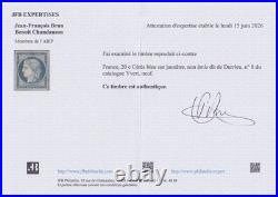Lot 1913 n°8 Cérès 20c bleu s/jaunâtre DURIEU NON ÉMIS neuf TB Certif
