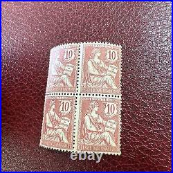 Lot 346- Timbre FRANCE MOUCHON N°124 2X 2X EN BLOC DE 4