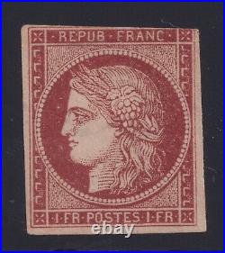 Lot 373 n°6A 1fr rouge brun neuf sans gomme RARE Certificat Calves